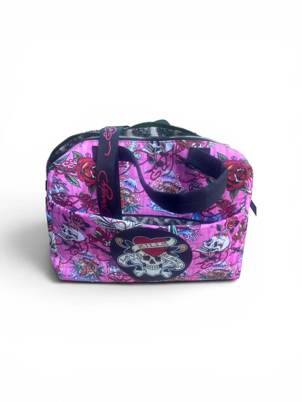 Ed Hardy Pink Tattoo-Print Women’s Duffle Bag/ Travel Bag